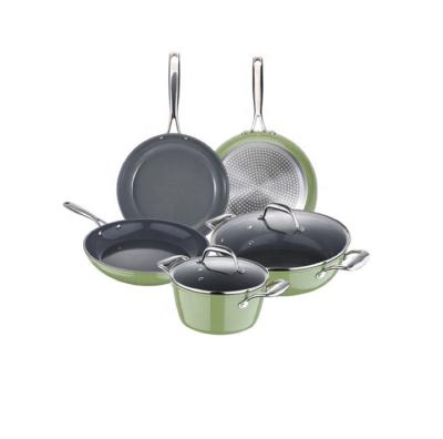 China Wholesale 7pcs Minimalist Aluminum Cookware Set Sauce Pan Frypan Set with Soft Touch for sale