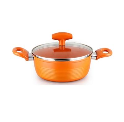 China Sustainable Press Aluminum Casserole With Soft Touch Knob / Ears And Ceramic Coating for sale