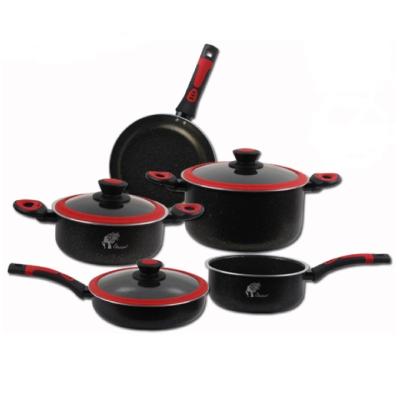 China 9pcs Family Kitchen Ceramic Coating Aluminum Cookware Set For Baking for sale