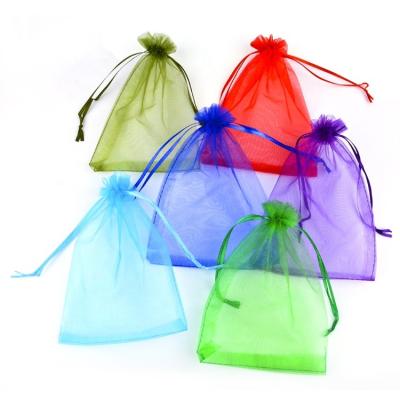 China Factory Logo Small Drawstring Organza Bags Custom Wedding Wholesale Amazon Household for sale