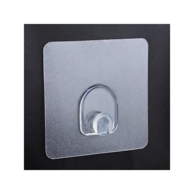 China CLASSIC PET environmentally friendly non-marking removable frosted transparent sticky hook 8*9 horn hook for sale