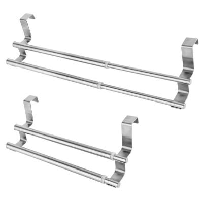 China Kitchen CLASSIC Expandable Towel Rack Stainless Steel Over The Door Cabinet Silver Towel Hanger for sale