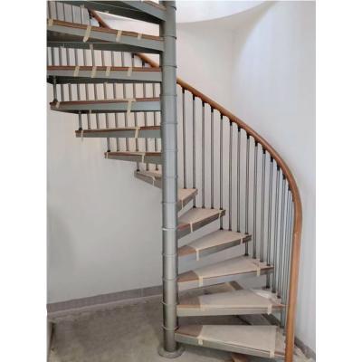 China Factory Hot Sale Modern Stainless Steel Stringer Solid Wood Tread Spiral Stair Case for sale