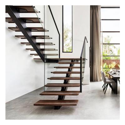 China Modern Design Indoor Straight Stair Small Staircase Spaces Powder Coated Steel Mono Stringer Stair Case for sale