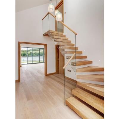 China Modern Floating Wooden Staircase Stringer Stair Wrought Iron Stair Single Staircase for sale