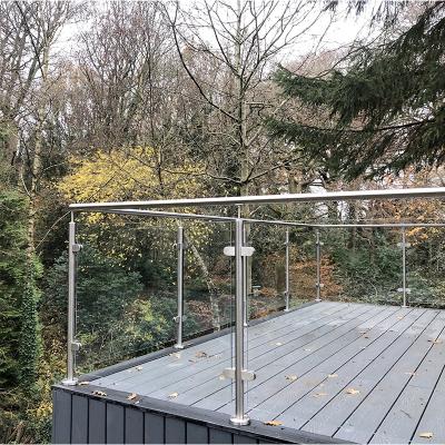 China Modern Design Modern Metal Stainless Steel Post Balcony Fencing Outdoor Glass Railing for sale