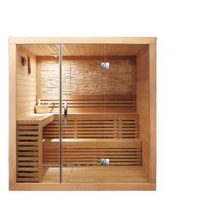 China Computer Control Panel Wooden Color Sauna Room With 2 Persons Steam Sauna for sale