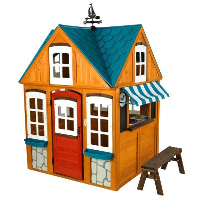 China Funny sport play villa playhouse luxury balocony timber wooden cabin for sale prefab garden and play house with child for sale