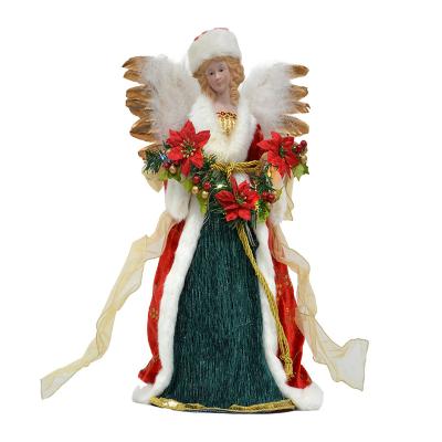 China Gifts For Kids Hot Selling Golden Angel With Wings Feathered Plastic Figurine Christmas Tree Ornament Holiday Decoration 2022 Best Design for sale