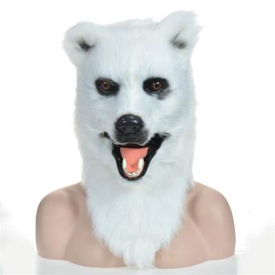 China White Bear Plastic Realistic Animal Moving Mouth Mask With Motor Mouth Mask Design OEM Manufacturing Factory Hall Wholesale Part for sale