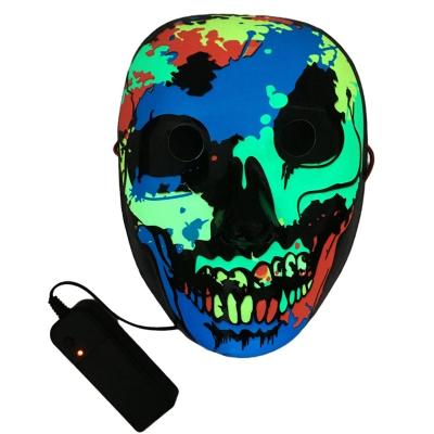 China 2020 New Product Eco-friendly Custom Design Light Up EL Panel Led Sound Reactive Mask For DJ Rave Party Event Festival Case Print Halloween for sale