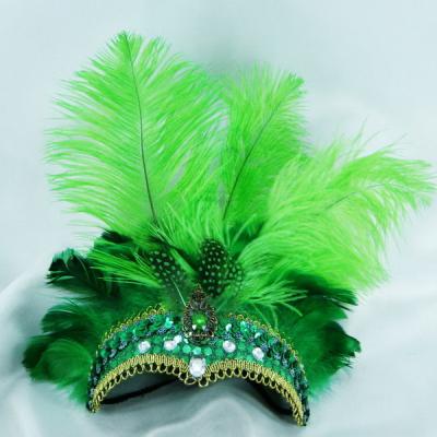 China Original Hot Sell Fabric Ostrich Indian Green Feather Carnival Headdress For Sale for sale