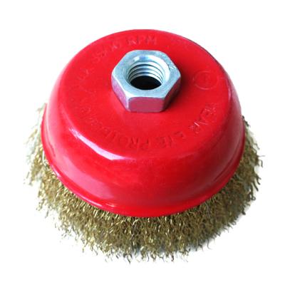 China clean rust & custom paint GOLDLION industry crimped mini steel wire grinder polishing cup brushes industrial brush for sale