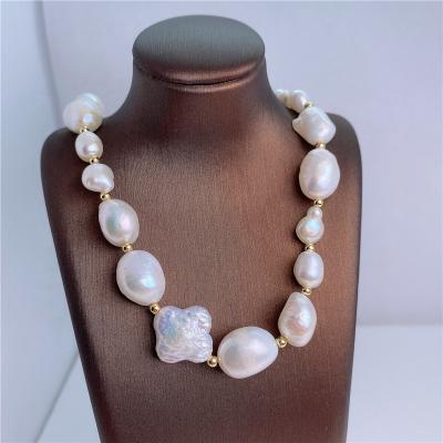 China New Style 3A Daily Wear High Quality Irregular Baroque Pearl Strands 10mm-16mm Size White Color Natural Freshwater Pearls for sale