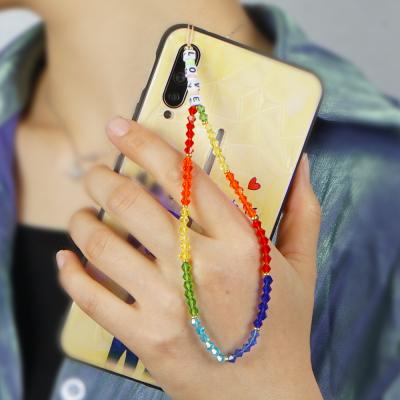 China Handmade BOHEMIA Crystal Bead Chain For Mobile Phone Wholesale Colorful Customized Colorful Decorate Phone Chain for sale