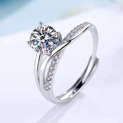 China 2021 CLASSIC Moissanite Ring Jewelry Round Brilliant Cut Mossinate Gems with GRA Certificate 925 Sliver Women Wedding Ring for sale