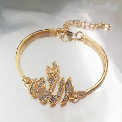 China GZKJL-BL0082 ethnic newest! rhinestone gold charm crystal bracelet, islamic muslim allah bracelet for sale