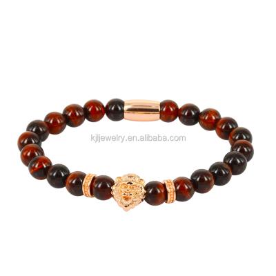 China Stock Custom Made Alibaba Logo Mix Colors Classic Wholesale Lion Charm Bracelet with Natural Stone Bead for sale