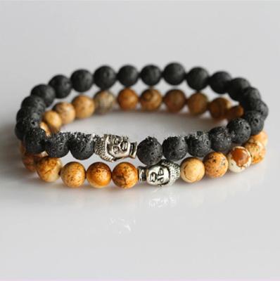 China Wholesale Cute Natural Stone Bracelet China Lava Stone Semi-precious Stone Buddha Bracelet for sale