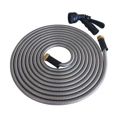 China Diameter 14mm Adjustable Lightweight Retractable Metal Garden Water Hose With Spout for sale