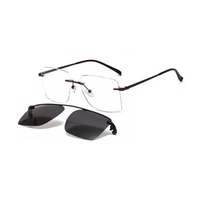 China Polarized New Open Shop Needs Stainless Steel Rimless Sunglasses Cut On DP33094 Quadro de oculos for sale