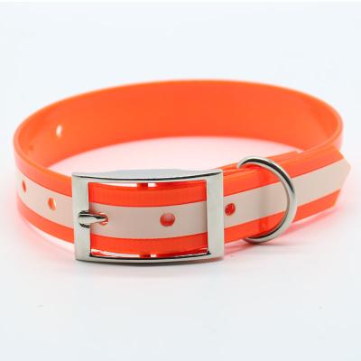 China DETACHED neon orange dayglo luminous dog collars made with TPU coated nylon webbing for dog hunting for sale