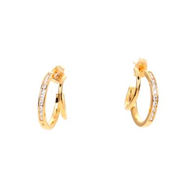 China Durable simple and fashionable zirconium inlaid earrings double-layer plated 18 gold earrings c-shaped women's earrings for sale