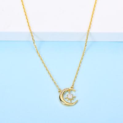 China Durable Jewelry And Shiny Fashion Necklace The Sun Moon Zircon Gold Plated Necklace Women's Pendant Necklace for sale