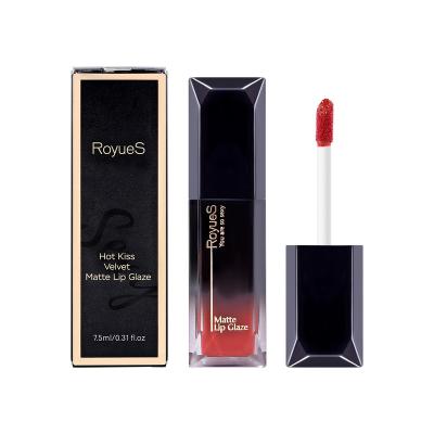 China ROYUES Matte Lip Glaze Multi Colors Long Lasting Waterproof Lip Gloss OEM Customized Label Silky Velvet Lip Gloss for sale