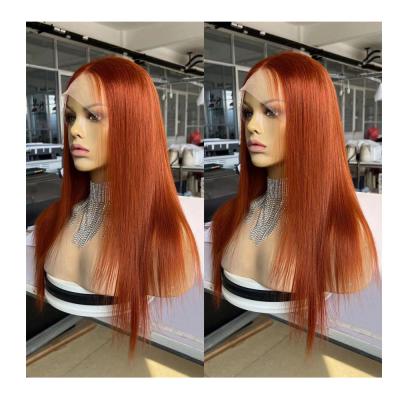 China 2021 New Color Brazilian Virgin Hair Wig 100% Straight Orange Color Lace Front Wig for sale