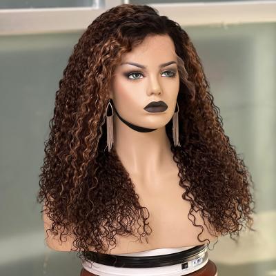 China Hot Selling Deep Wave Christmas Wig 1.5x4 Closure Virgin Wig Deep Curly Hair Ombre for sale