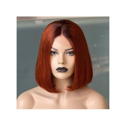 China Ombre Brazilian Curly Orange Color Hair Vendors Straight Bob Full Cuticle Hair Lace Frontal Closure Wigs for sale