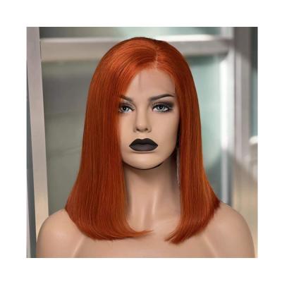 China 2022 raw newcomer virgin bob joywigs cuticle lined hair orange color cheap closure wig for sale