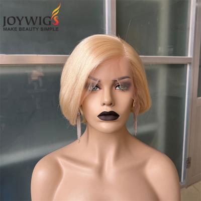 China Blonde Lace Front Wig Pixie Cut Bob Haircut Wholesale Cuticle Wigs Virgin Hair for sale