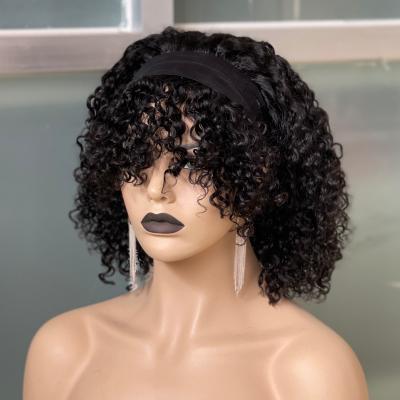 China Hot Selling Curly Wig 14in 150% Density Hair Curl Headband Water Wave Bangs Curly Wig for sale