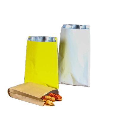 China Recyclable Customized Aluminum Foil Lined Paper To Keep Food Hot Bags To Wrap Doner Kebabs Roast Chicken Takeout BBQ for sale