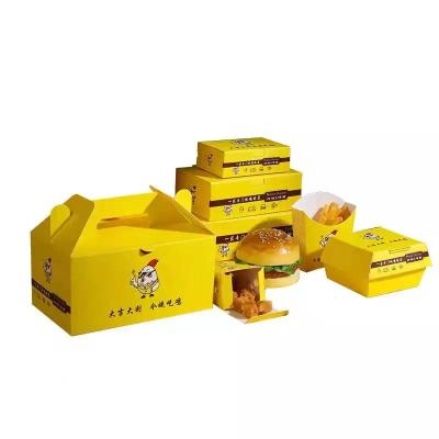 China Recyclable Custom Quick Roast Paper Food Grade Fried Chicken Food Packaging Take Out Boxes With Handle for sale