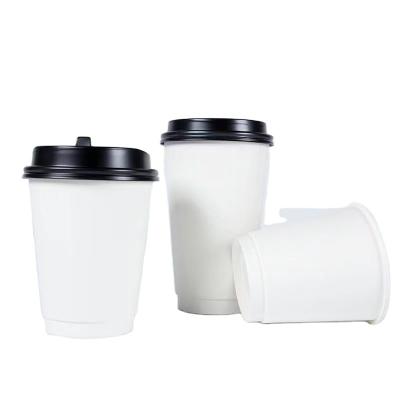 China 8oz 12oz 16oz 24oz Disposable Hot Drinks Disposable Logo Coffee Double Wall White Paper Custom Cup for sale