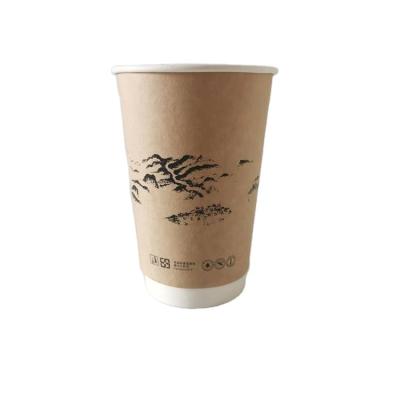 China Disposable Paper Cups 4oz Disposable Coffee In Brown Kraft Paper Single 22oz Double Wall Hot Drinking Cup Custom Made for sale