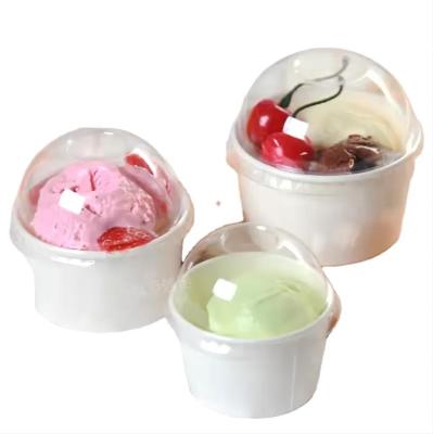 China 3oz 5oz 8oz 500ml Disposable Logo Customize Printed White Paper Ice Cream Cups With Lid And Spoons for sale