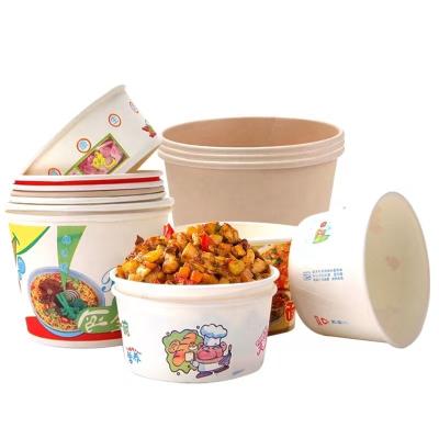 China 8oz 12oz 16oz 26oz 32oz Recyclable Disposable Paper Bowl Packaging Eco-friendly Disposable Packaging Cup Take Out Salad Bowl With Lid for sale