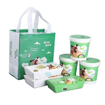 China Recyclable Customize Pack Food Grade Paper Lunch Box Catering Colorful Paper Bowl For Noodle Soup Salad Rice Chicken for sale