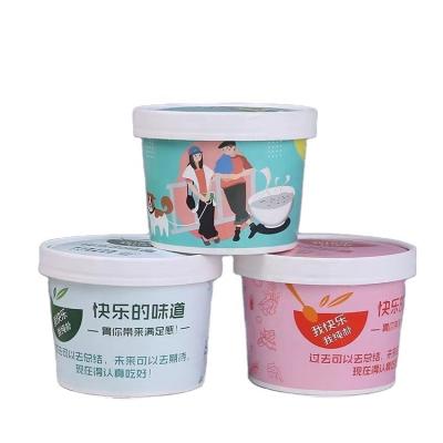 China Customized Disposable Paper Bowl Free Design Food Container Recyclable Colorful Paper Bowl Disposable Paper Soup Bowl With Lid And Spoon for sale