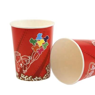 China Custom Recyclable Disposable Popcorn Pail Dessert Package Box Lid Paper Bowl Fast Food Takeaway Bowl With Logo Print for sale