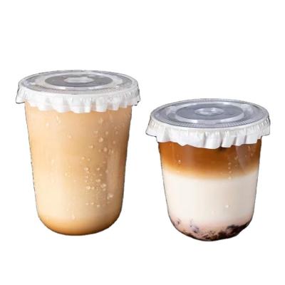 China 24oz 16oz 12oz Bubble Tea Clear Disposable Plastic Coffee Cups Boba PET U Shape Single Wall Cup Custom Made With Lids Cold Drinks To Go Cup for sale