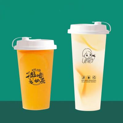 China 12oz 16oz 20oz 24oz single wall custom printed plastic bubble tea cup take away disposable plastic boba cups cup for sale