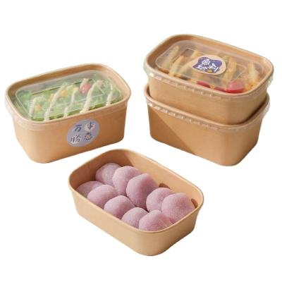 China Rectangle Custom Printed Take Out Container Recyclable To Go Brown White Brown Kraft Paper Food Lunch Box for sale