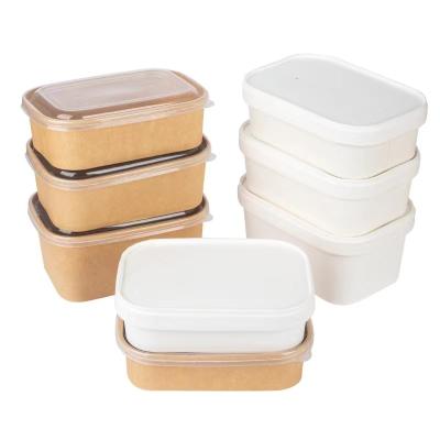 China Logo Disposable Kraft Paper Packaging Custom Recyclable Lunch Rectangular Round Corner Takeout Fast Food Box for sale