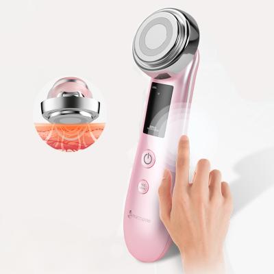 China Anti Puffiness Hot And Cold Massager Connection Facial Cleaning Skin Tightening EMS RF Face Lift Eye Wrinkle Massager Tool for sale