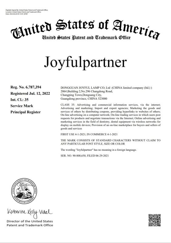 Trademark - Joyful Lamp Company Limited